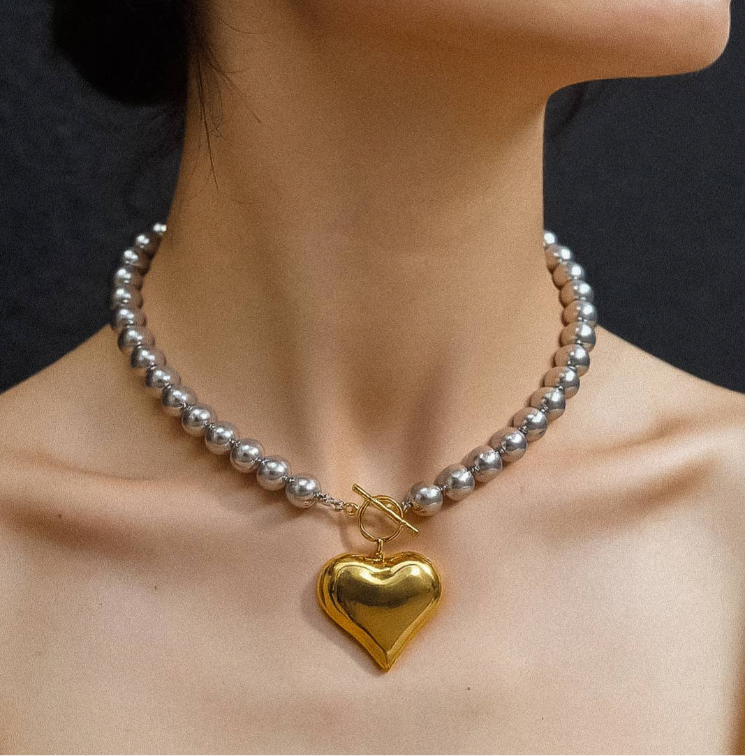 Hold Dear Two Tone Heart Necklace