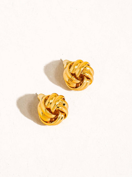 Thornton Basketweave Earrings - Yellow Gold