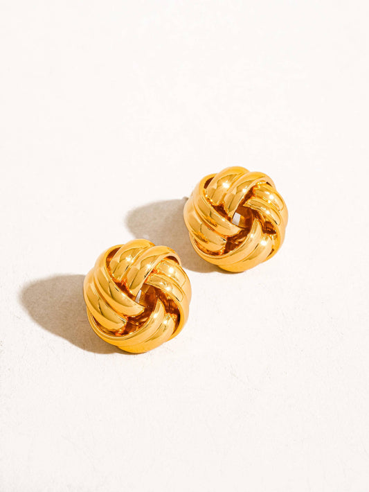 Thornton Basketweave Earrings - Yellow Gold