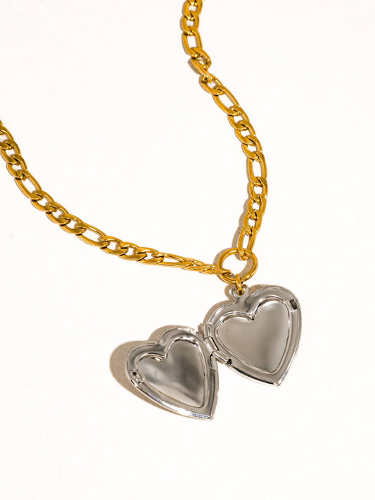 Dulce Two Tone Heart Locket Necklace