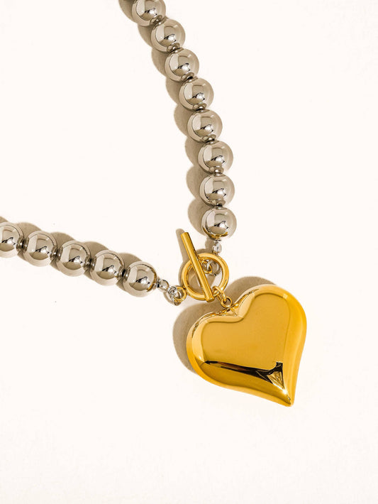 Hold Dear Two Tone Heart Necklace