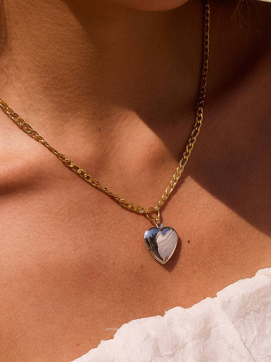 Dulce Two Tone Heart Locket Necklace