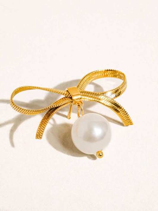 Pretty Please Bow Earrings - Gold
