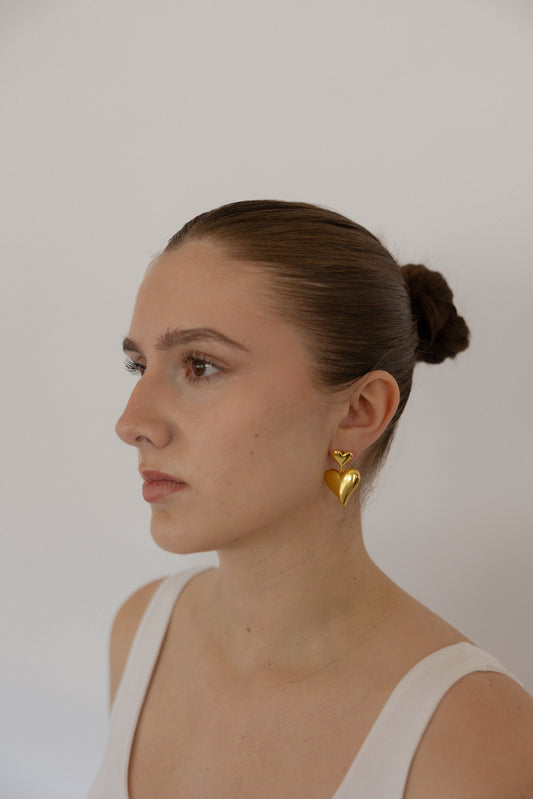The Kiss Heart Earring - Yellow Gold