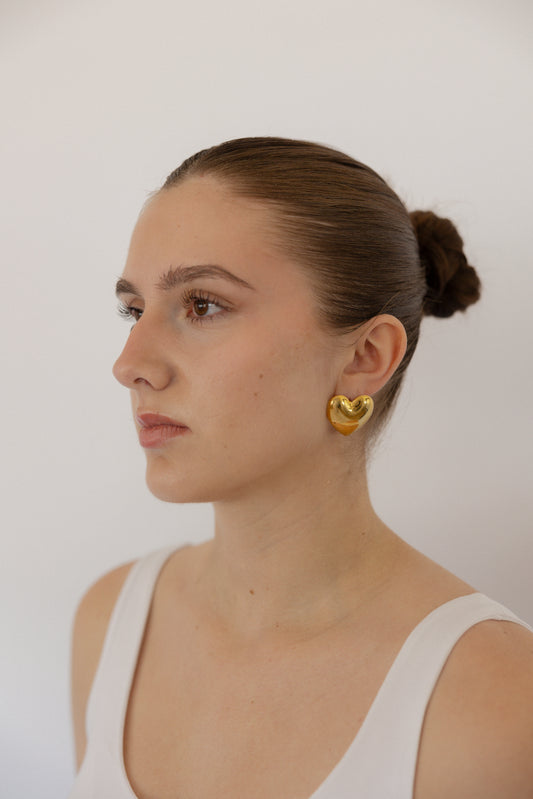 Amour Heart Stud - Yellow Gold or Silver