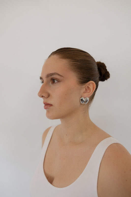 Amour Heart Stud - Yellow Gold or Silver