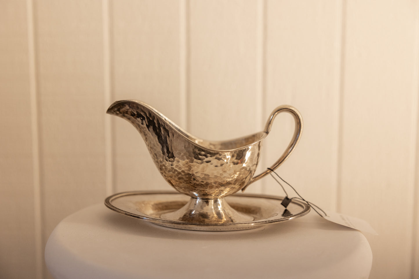 Vintage Hammered Gravy Boat & Tray