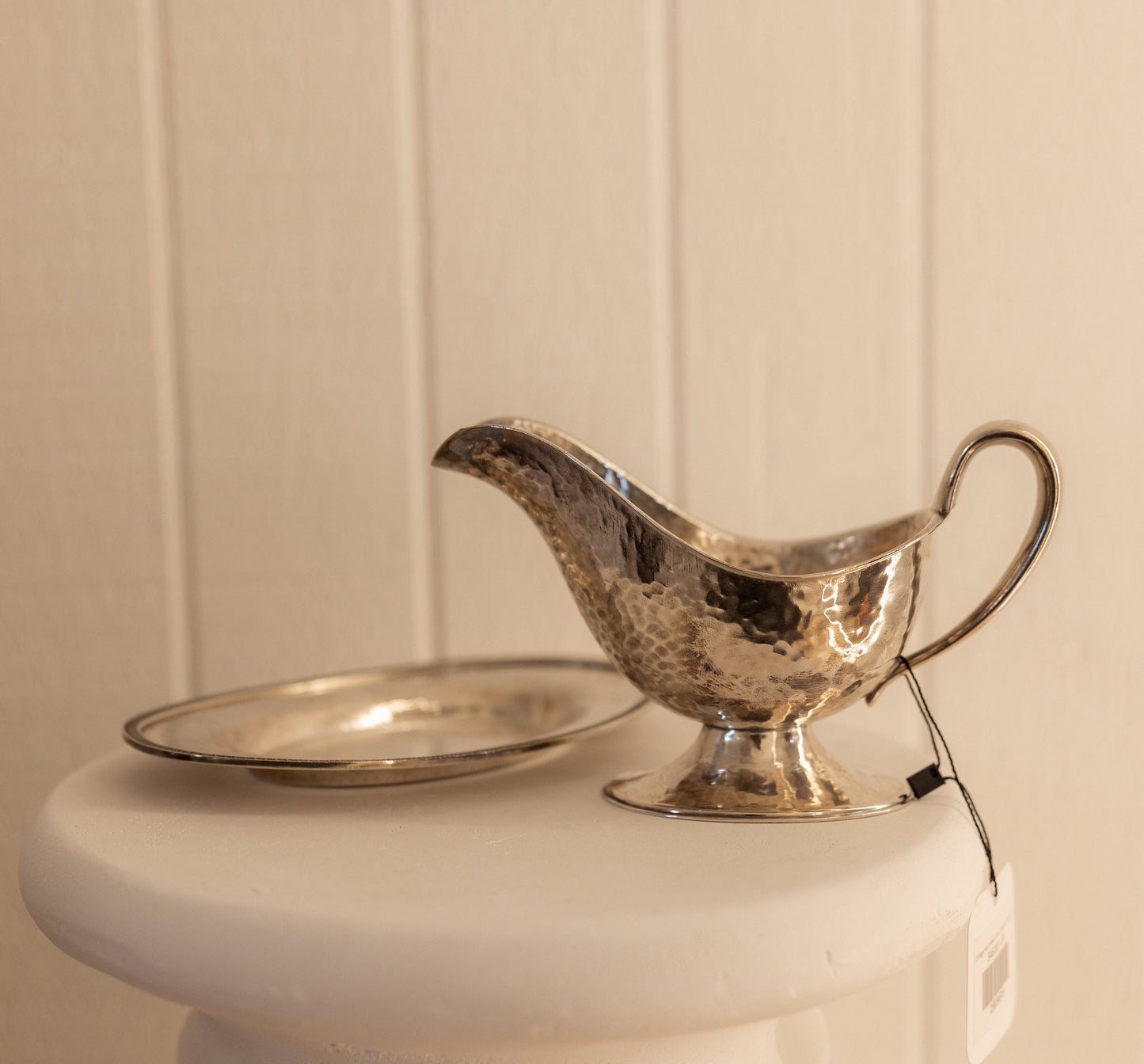 Vintage Hammered Gravy Boat & Tray