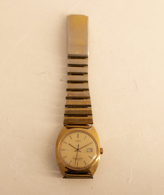 1976 Gold Timex Crosshair Dial Watch