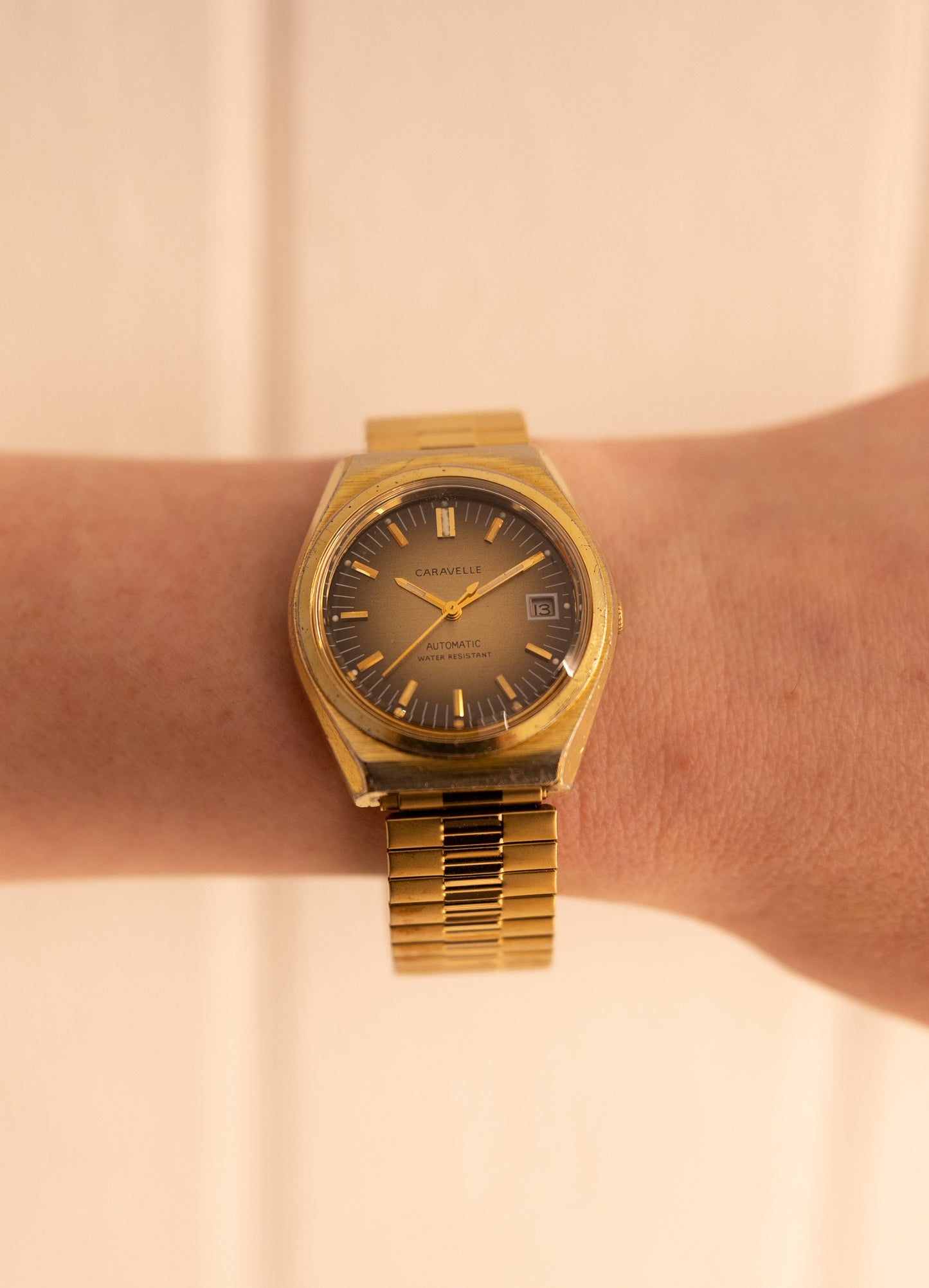 1977 Gold Caravelle Sunburst Dial Watch