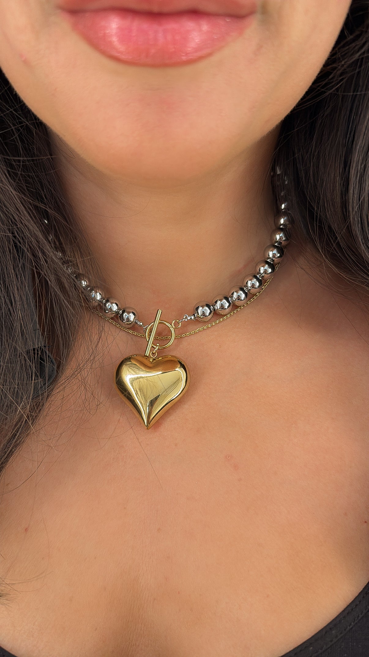 Hold Dear Two Tone Heart Necklace