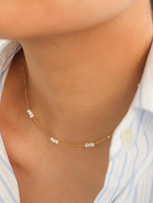 Juliet Petite Pearl Choker - Gold